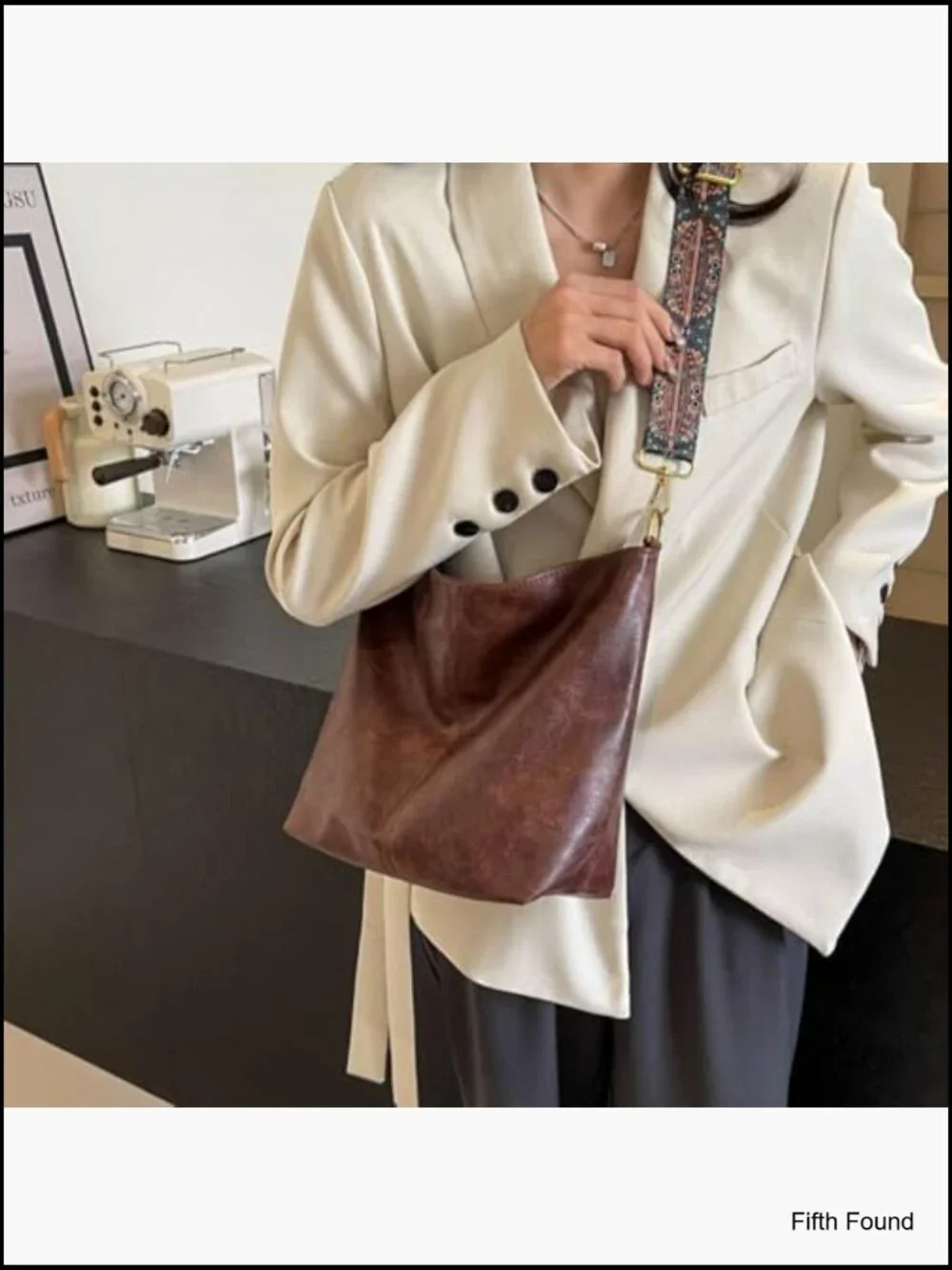 Vegan Leather Hobo Crossbody Bag with Guitar Strap Tote